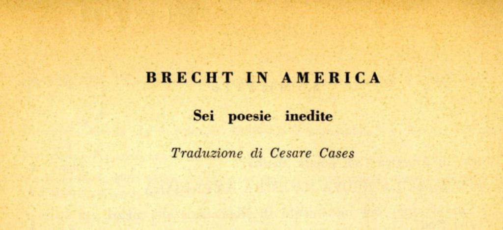 Brecht in America. Sei poesie inedite